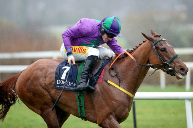 The Red Menace ridden by Sean Flanagan on his way to winning the Donohoe Marquees Maiden Hurdle