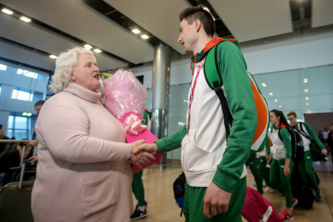 Georgina Drumm greets Mark English