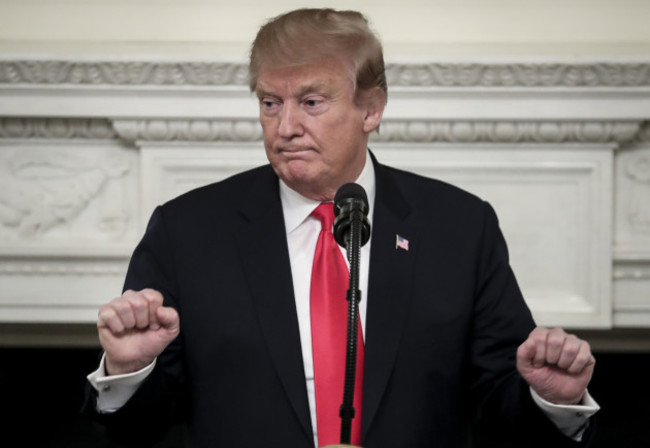 President Donald Trump delivers remarks at the National Association of Attorneys General