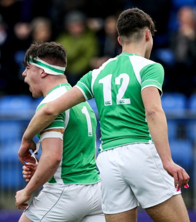 Henry Godson celebrates scoring his side's second try