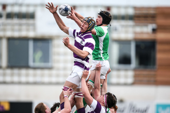 Tom Cullen with Hugh Lonergan during a line-out