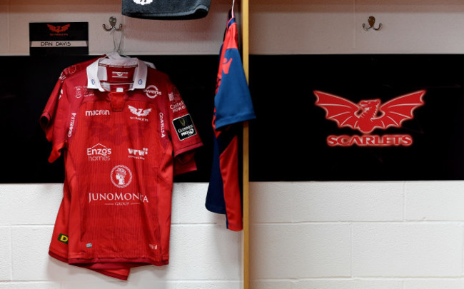 A view of the Scarlets changing room