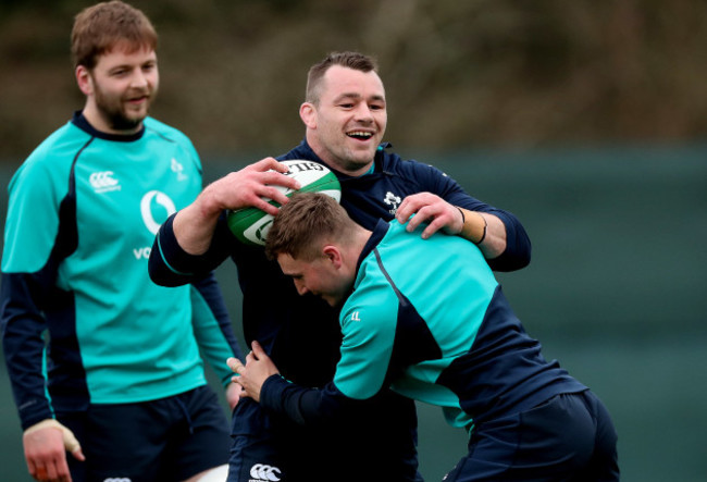 Cian Healy and Jordan Larmour