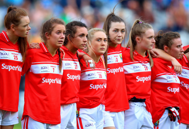 The Cork team dejected after the game