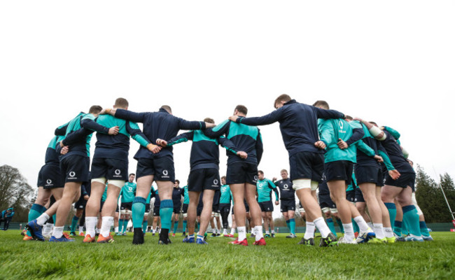 The Ireland team huddle