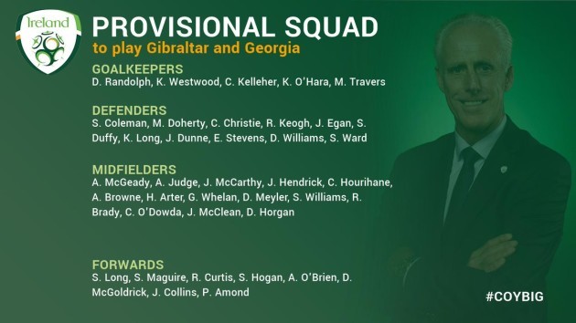 Ireland squad Mick