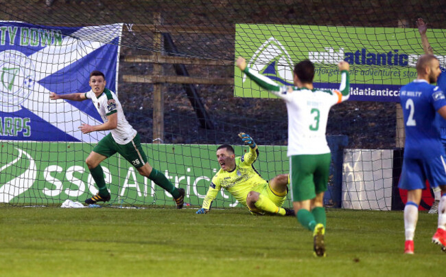 Garry Buckley celebrates scoring their first goal