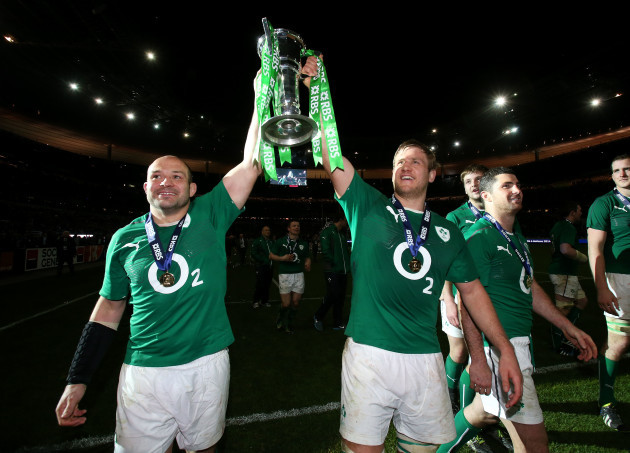 Rory Best and Chris Henry celebrate