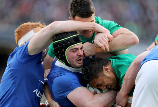 Bundee Aki and Conor Murray with Gregory Alldritt and Felix Lambey