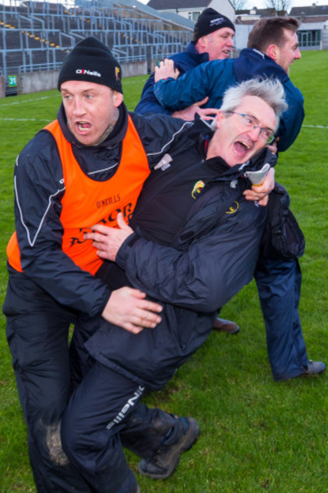 Colm Bonnar and Martin Byrne celebrate winning