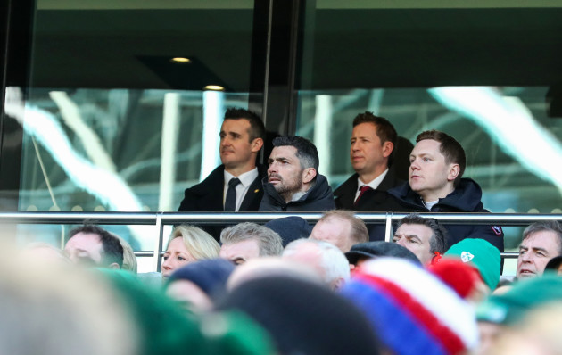 Rob Kearney watches on from the stands