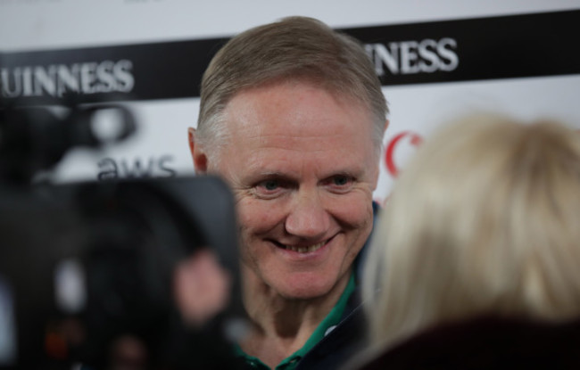 Joe Schmidt is interviewed after the game