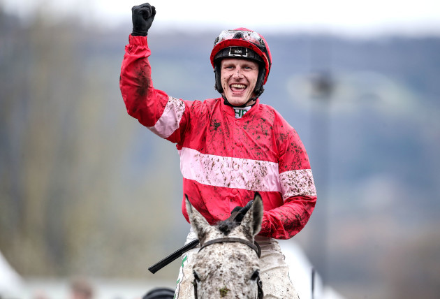 Paul Townend celebrates winning the Racing Post Arkle Challenge Trophy Novices' Chase with Duc Des Genievres