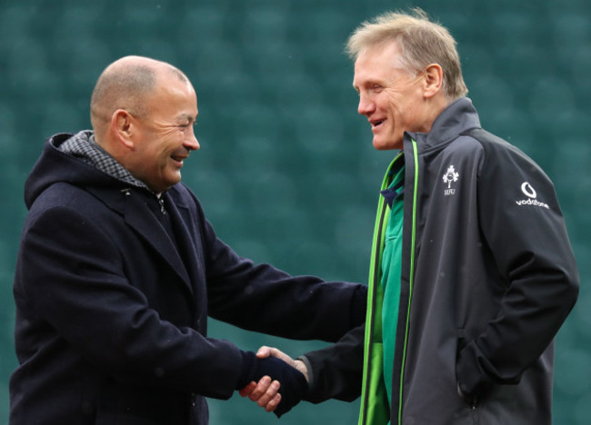 Eddie Jones with Joe Schmidt before the game