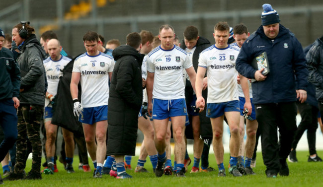 Dessie Mone, Vincent Corey and Conor McCarthy dejected