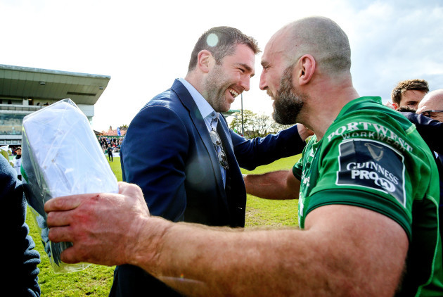 John Muldoon and Andrew Browne celebrate after the game