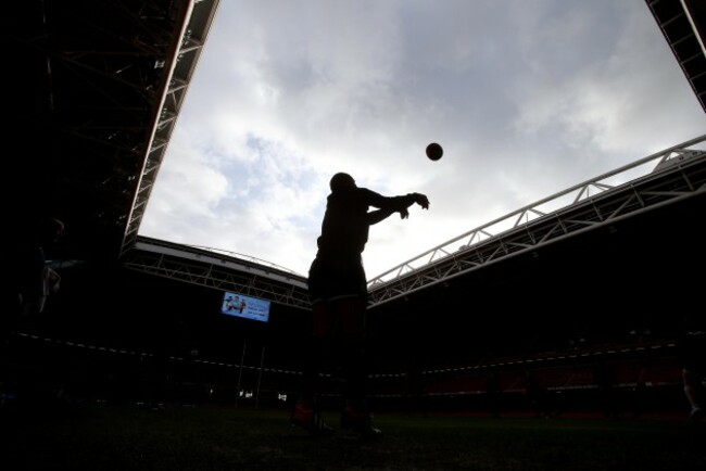 Rory Best beneath the opened roof of the Millennium Stadium