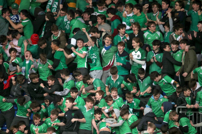 Gonzaga's supporters celebrate their team scoring try