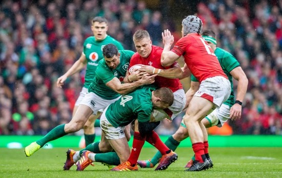 Jonathan Davies and Gareth Anscombe with Rob Kearney and Keith Earls