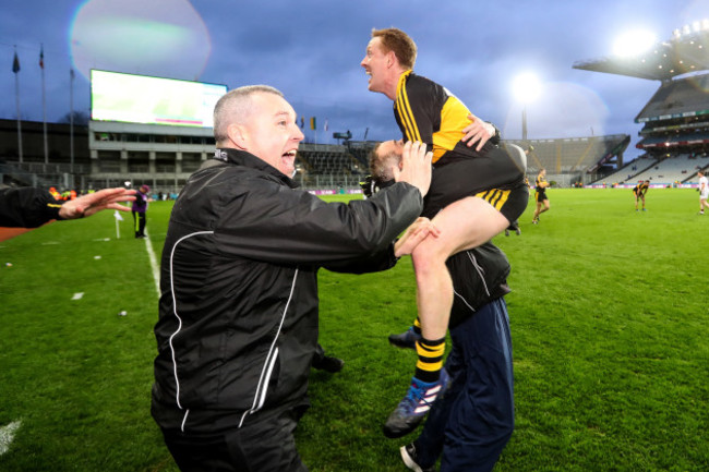 Colm Cooper celebrates with Pat O'Shea