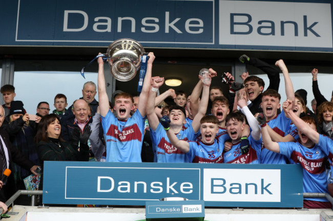 Brandon Horan lifts the MacRory Cup