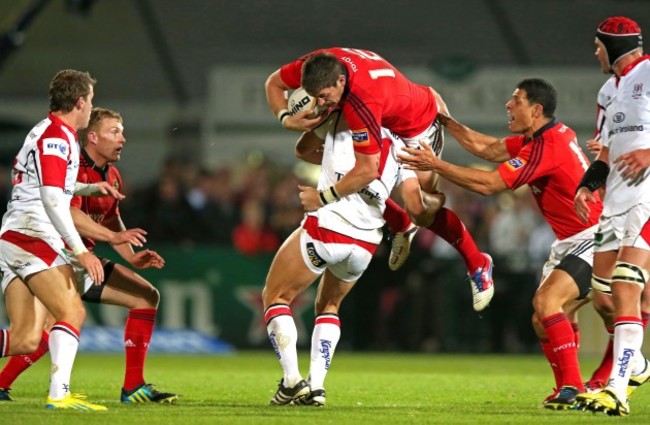 James Downey tackled by Michael Allen