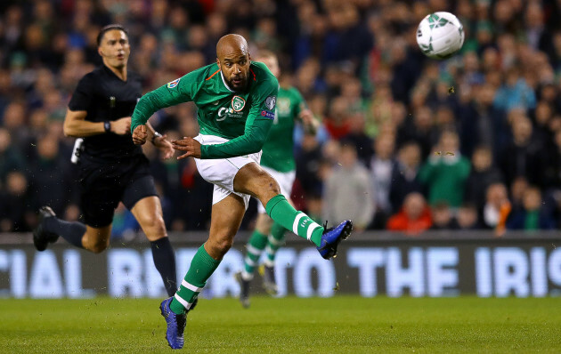 David McGoldrick shoots on goal