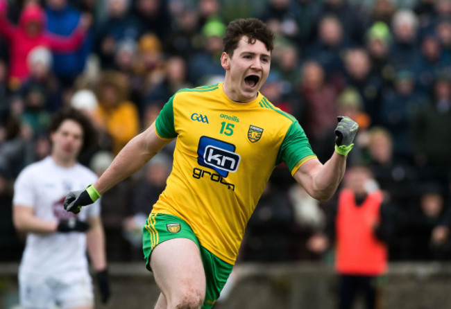 Jamie Brennan celebrates scoring a goal