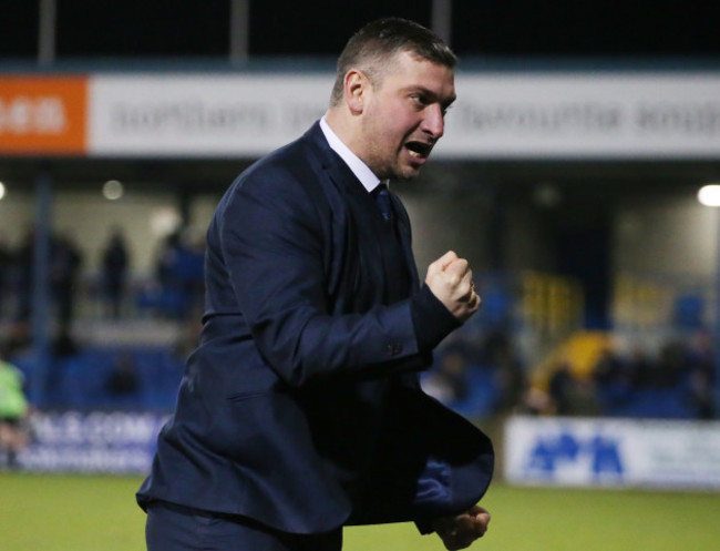 Matthew Tipton celebrates his team equalising