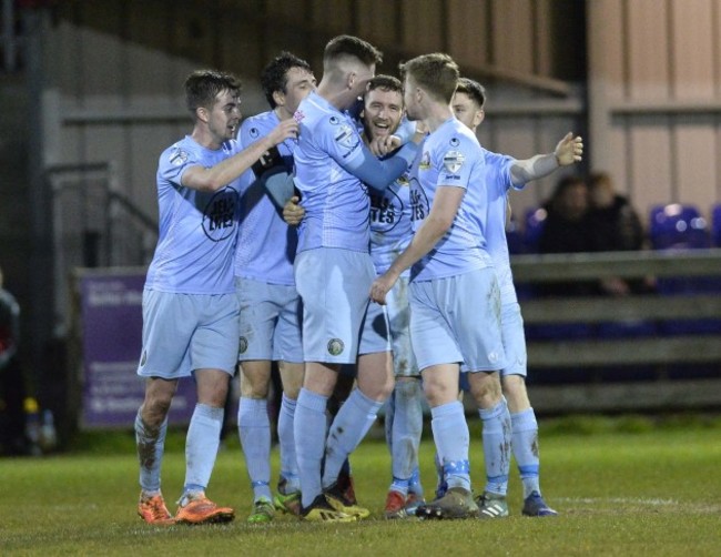 Lee Duffy celebrates his goal