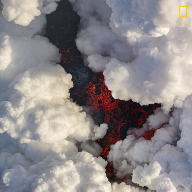 Lava under Plumes of Smoke