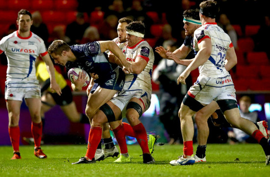 Kyle Godwin is tackled by Jono Ross