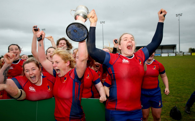 Fiona Hayes and Niamh Briggs lift The Cup