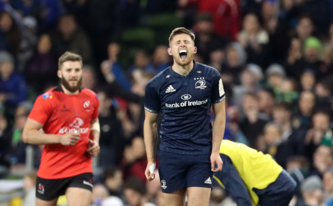 Ross Byrne reacts after kicking a penalty to take the lead