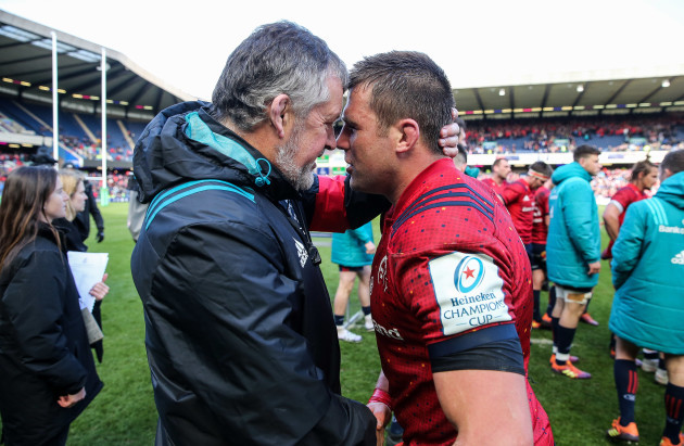 CJ Stander celebrates with Niall O'Donovan after the game
