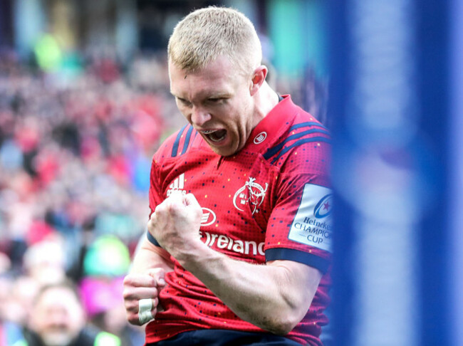 Keith Earls celebrates his try