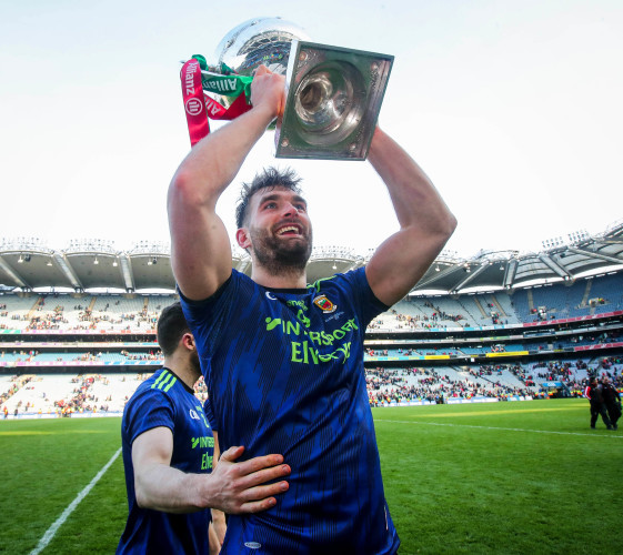 Aidan O'Shea celebrates with the trophy