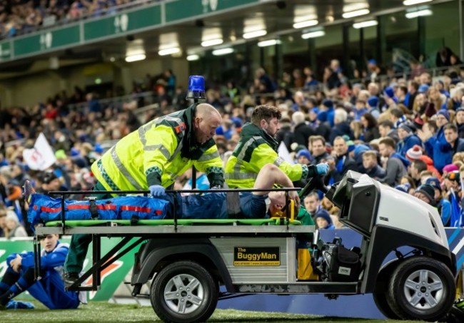 Dan Leavy leaves the field injured