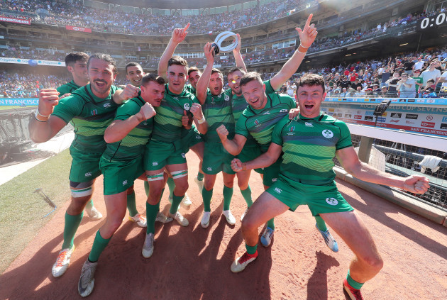 Ireland’ team celebrate winning the Challenge Cup