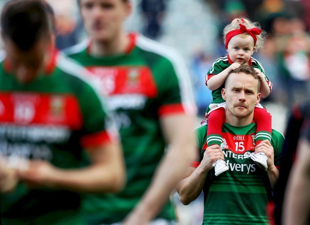 Andy Moran with his daughter Charlotte at the end of the game