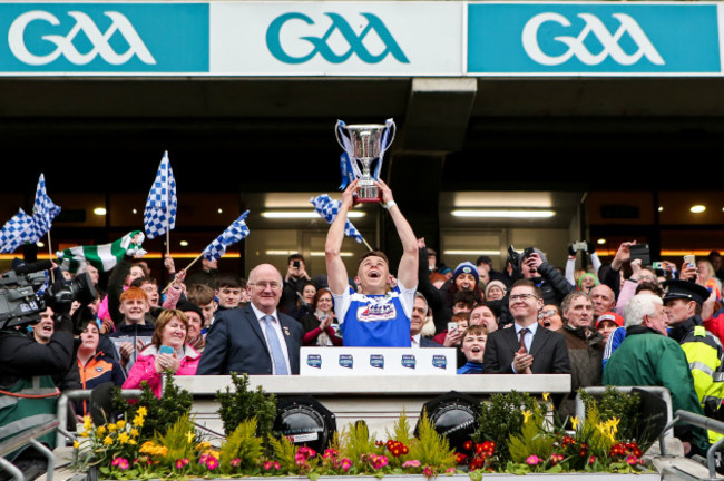 Stephen Attride lifts the cup