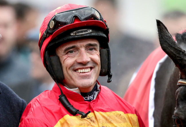 Ruby Walsh on Klassical Dream celebrates winning the Sky Bet Supreme Novices' Hurdle