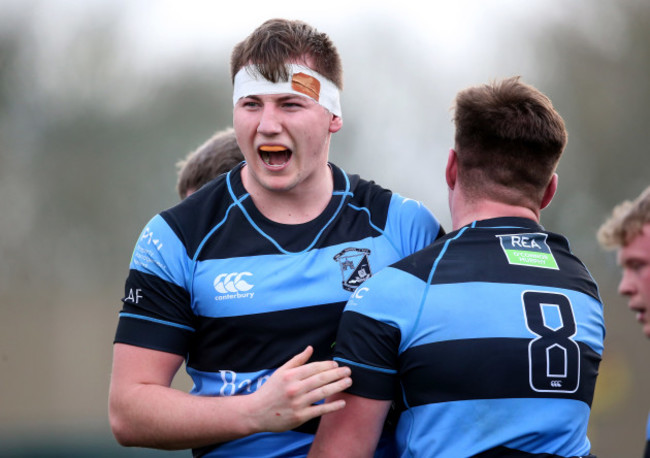 Ronan Coffey celebrates a penalty from a scrum