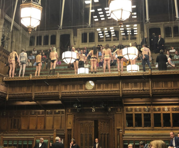 Britain Naked Parliament Protest