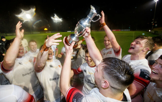Trinity celebrate after the game