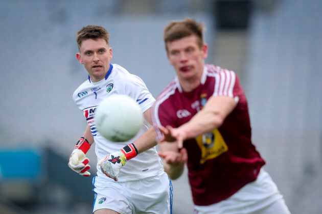 Graham Brody is caught off his line prior to conceding a goal