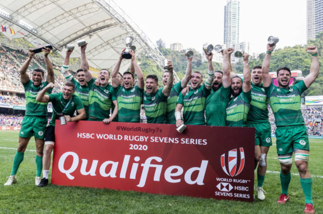 Ireland players celebrate winning the final