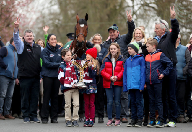 Tiger Roll is paraded through the village of Summerhill