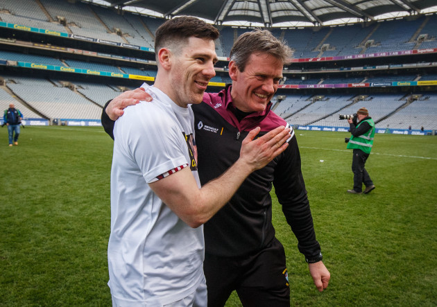 Jack Cooney celebrates with James Dolan after the game