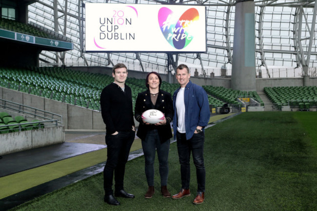 Gordon D'Arcy, Lindsay Peat and Nigel Owens